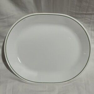 Corelle by Corning 12" Oval Serving Platter White with Green Band